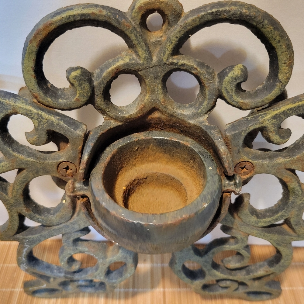 Cast Iron Garden Butterfly Candle Holder Wall Sconce Or Tabletop - Picture 10 of 14